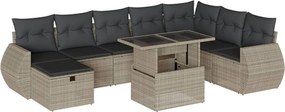vidaXL Set canapele de grădină cu perne, 9 piese gri deschis poliratan