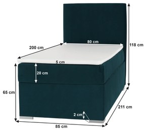 Pat boxspring, pat de o persoană, verde, 80x200, dreapta, SAFRA
