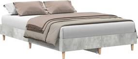 vidaXL Cadru de pat fără saltea Gri beton 135x190 cm Lemn prelucrat