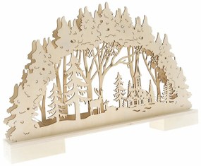 Decorațiune de Crăciun din lemn cu LED-uri Cerb șibiserică maro, 41 x 26 x 5 cm