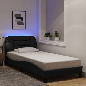 3213664 vidaXL Cadru de pat cu lumini LED, negru, 80x200 cm, textil