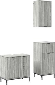 vidaXL Set de mobilier pentru baie 3 pcs sonoma gri Lemn compozit
