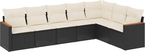 vidaXL Set canapele de grădină cu perne, 7 piese, negru, poliratan