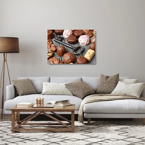Tablou pe sticlă cu ciocolată și chei (70x50 cm)