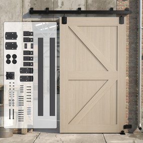 HOMCOM Set feronerie uși glisante pentru sarcină mare, 183 cm, Negru, pentru uși individuale | Aosom Romania