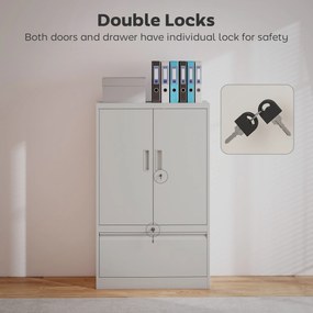 HOMCOM Dulap pentru Birou cu Raft Interior Reglabil și Sertar Alb | Aosom Romania