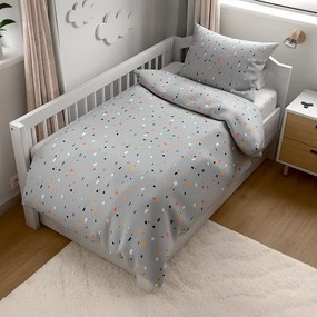 Lenjerie de pat din bumbac pentru patut PINTURA gri Dimensiunile lenjeriei: 45 x 65 cm | 90 x 135 cm