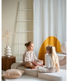 Fotoliu de copii crem cu tapițerie din catifea reiată Flip – Wigiwama