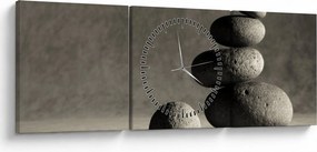 Tablou - Pietre gri (cu ceas) (90x30 cm)