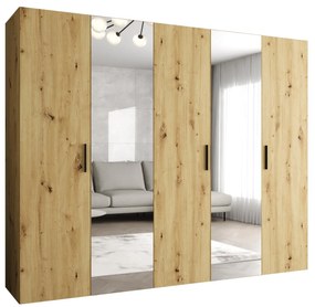Dulap de haine 250 cm Borry 2 (Stejar artisan + Negru). 1125833