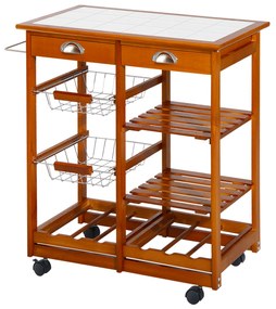 HOMCOM, Carucior bucatarie,  dulap cu roti, dulap cu sertare, mobilier pentru bucatarie, maro | Aosom ro
