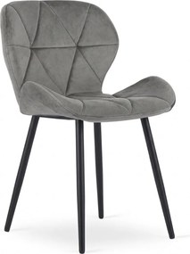 Scaun de masa MANGO VELVET cu picioare negre, gri
