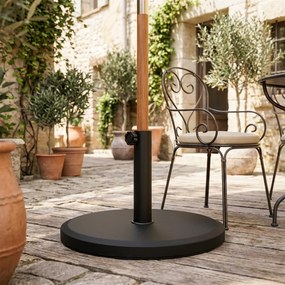 Outsunny Suport pentru parasol din ciment 13 kg, suport rotund pentru umbrelă pentru parasolar 34mm/38mm/48mm diametru tub, negru | Aosom Romania