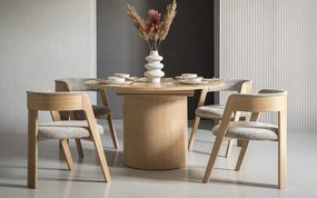 Set lemn masiv Dining Miami I Masa Rotunda + 4 Scaune