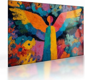 Tablou pe sticlă - Înger abstract cu flori (70x50 cm)