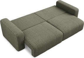Canapea verde extensibilă/cu spațiu de depozitare cu tapițerie din catifea reiată 252 cm Kona – Makamii