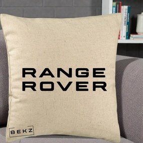 Perna Personalizata cu emblema Range Rover, 40x40 cm, Bej, Husa Detasabila, Perna Inclusa, BEKZ®