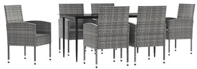 3203325 vidaXL Set mobilier de grădină, 7 piese, gri&negru, poliratan și oțel