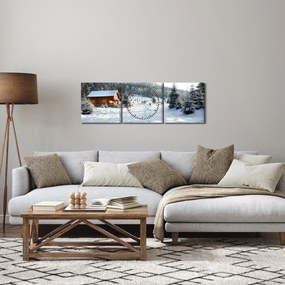 Tablou - Cabană de munte (cu ceas) (90x30 cm)