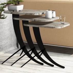 Masă pliantă Pion White Marble, 3 buc