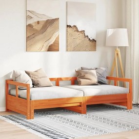 vidaXL Pat de zi fără saltea, maro ceruit, 90x200 cm, lemn masiv pin