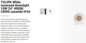 Spot LED incastrabil TULIPA White recessed downlight 10W 24° 4000K CRI90 casambi IP44