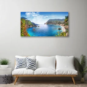 Tablou pe panza canvas Bay Peisaj Gri Maro Verde Albastru