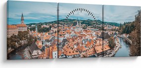 Tablou - Krumlov din Cehia (cu ceas) (90x30 cm)