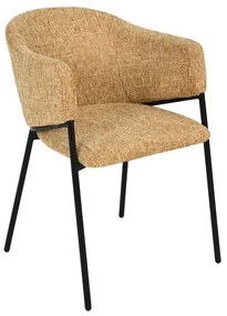Set de 2 scaune aspect retro, Metal Negru, Chenille Galben, NOBLESSE A-47580 VC