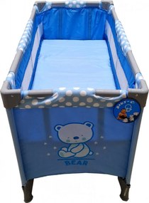 Patut Pliabil si Tarc copii Baby Care™ PRO FMG, 120X60 cm, 2 Niveluri de inaltime, Cu geanta transport inclusa, Plasa insecte, Albastru