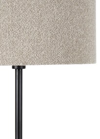 Lampa de podea neagra cu abajur boucle taupe 50 cm - Simplo