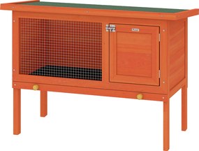 PawHut Adăpost pentru iepuri, cușcă ridicată din lemn cu acoperiș bituminos rabatabil, sertar extractibil 90x45x65 cm Portocaliu | Aosom Romania