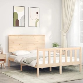 3193401 vidaXL Cadru de pat cu tăblie, 140x200 cm, lemn masiv