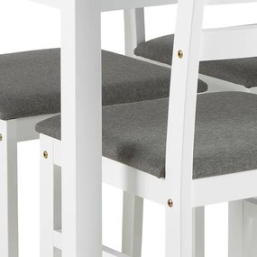 Set de masă de sufragerie și 4 scaune EMILY alb