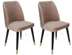 Set 2 scaune haaus Hugo, Bej/Negru/Auriu, textil, picioare metalice