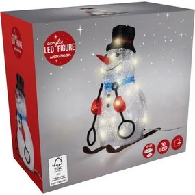 Decorațiune de Crăciun cu LED Om de zăpadă pe schiuri 30 LED , roșu, 31 cm