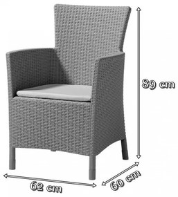 Set de mobilier de grădină Meliowa cu 4 locuri, culoare cappuccino, cu pernă nisip