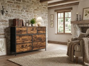 Comoda cu sertare textile TORVANI, rustic maro/negru