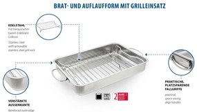 Elo 53434 Basic Tigaie din oțel inoxidabil cugrătar 34 x 24 x 5,5 cm
