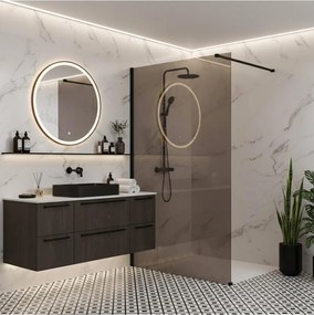 Paravan de dus fumuriu Rea Flexi Brown 80 cm negru