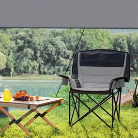 Outsunny Scaun de Camping Pliabil cu 2 Suporturi pentru Pahare și Buzunare Laterale, 99x71x103 cm, Gri | Aosom Romania