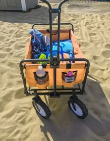 Cărucior de transport pliabil 100 kg – cărucior de grădină și plajă cu roți Portocalie