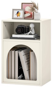 HOMCOM Noptieră Estel cu 2 Compartimente Deschise Model în Forma de Arc 40x30x60 cm Cremă | Aosom Romania