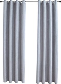 vidaXL Draperii opace cu inele metalice, 2 buc., gri, 140 x 225 cm