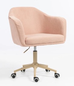 HR832K Scaun Catifea Reiată Premium culoare Roz prăfuit Litchi cu Bază Crem