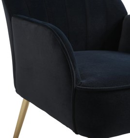 Set de 2 fotolii de living din catifea, Design ergonomic, Negru