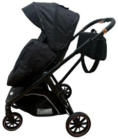 Carucior 2 in 1 pentru copii Usor si Compact - Pliabil, Sistem de absorbtie a socurilor, Scaun Reversibil - Negru - CPC-58-negru