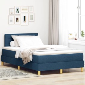 vidaXL Pat cu arcuri cu saltea albastru 120x200 cm din țesătură