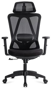 Scaun ergonomic negru cu tetiera, brate si suport lombar reglabile OFF 987