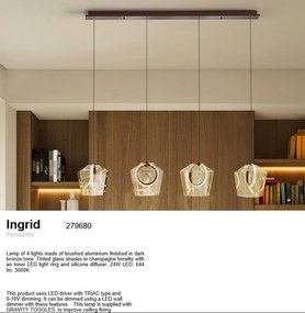 Lustra cu 4 pendule LED design decorativ Ingrid 4L champagne
